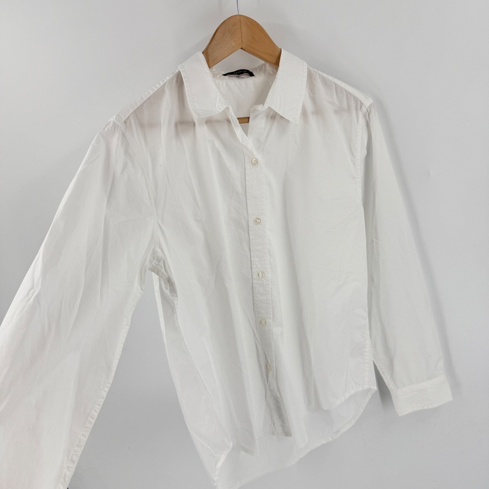 Quince Poplin Long Sleeve Shirt Crisp White M Button Down Minimalist Capsule